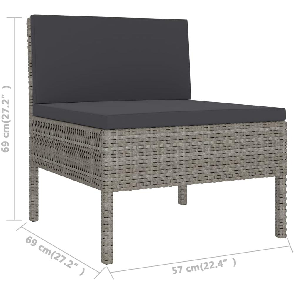 Set Divani da Giardino 6 pz con Cuscini in Polyrattan Grigio - Foto 3