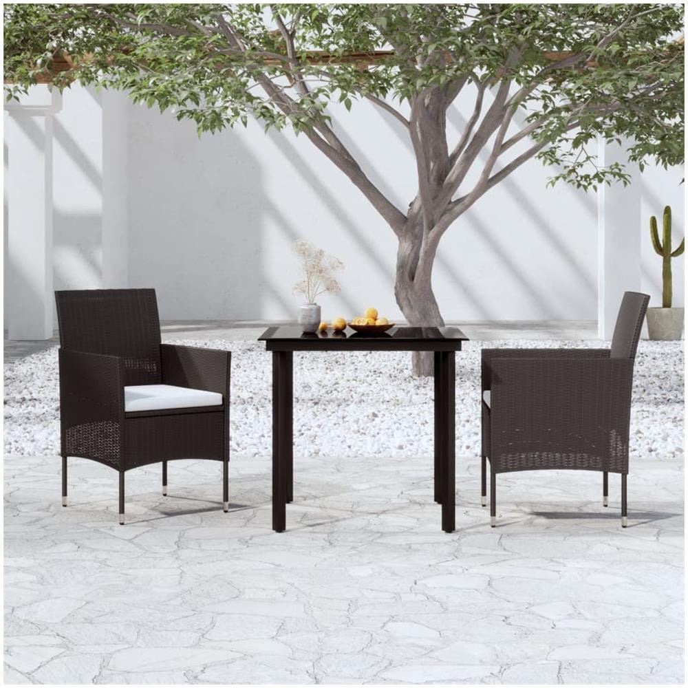 Set Da Pranzo Per Giardino 3 Pz Con Cuscini Nero - Foto 1