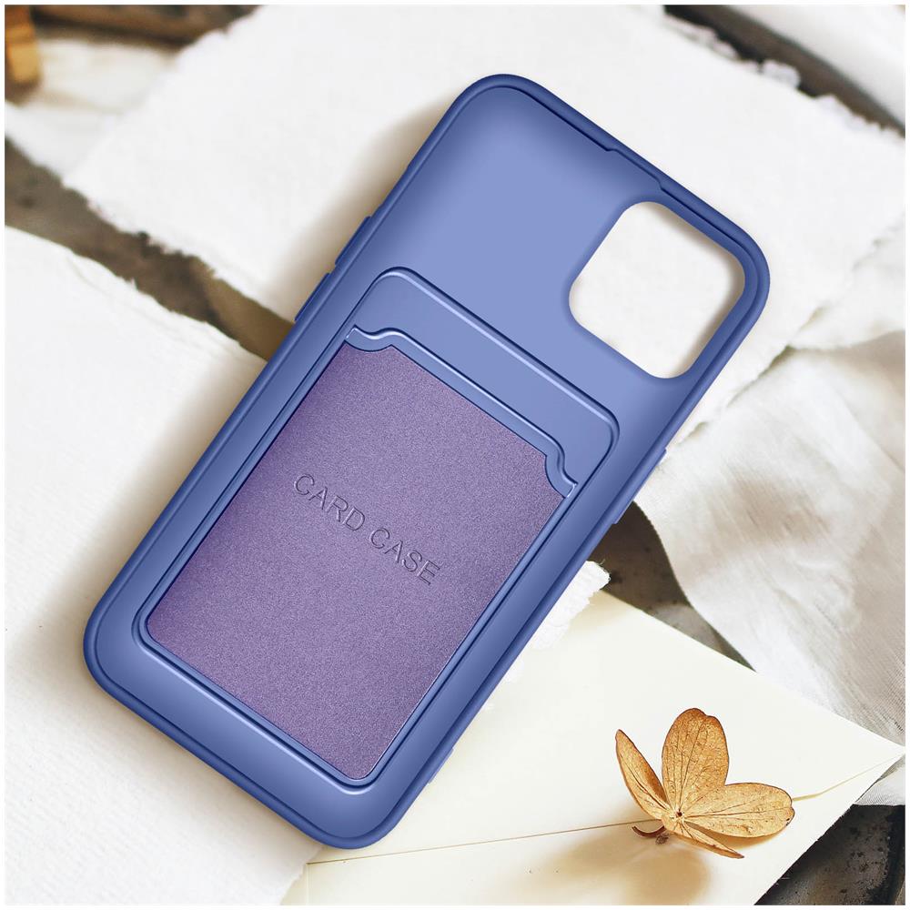 Cover Con Portacarte Per Iphone 12 / 12 Pro In Silicone Morbido Viola - Foto 2