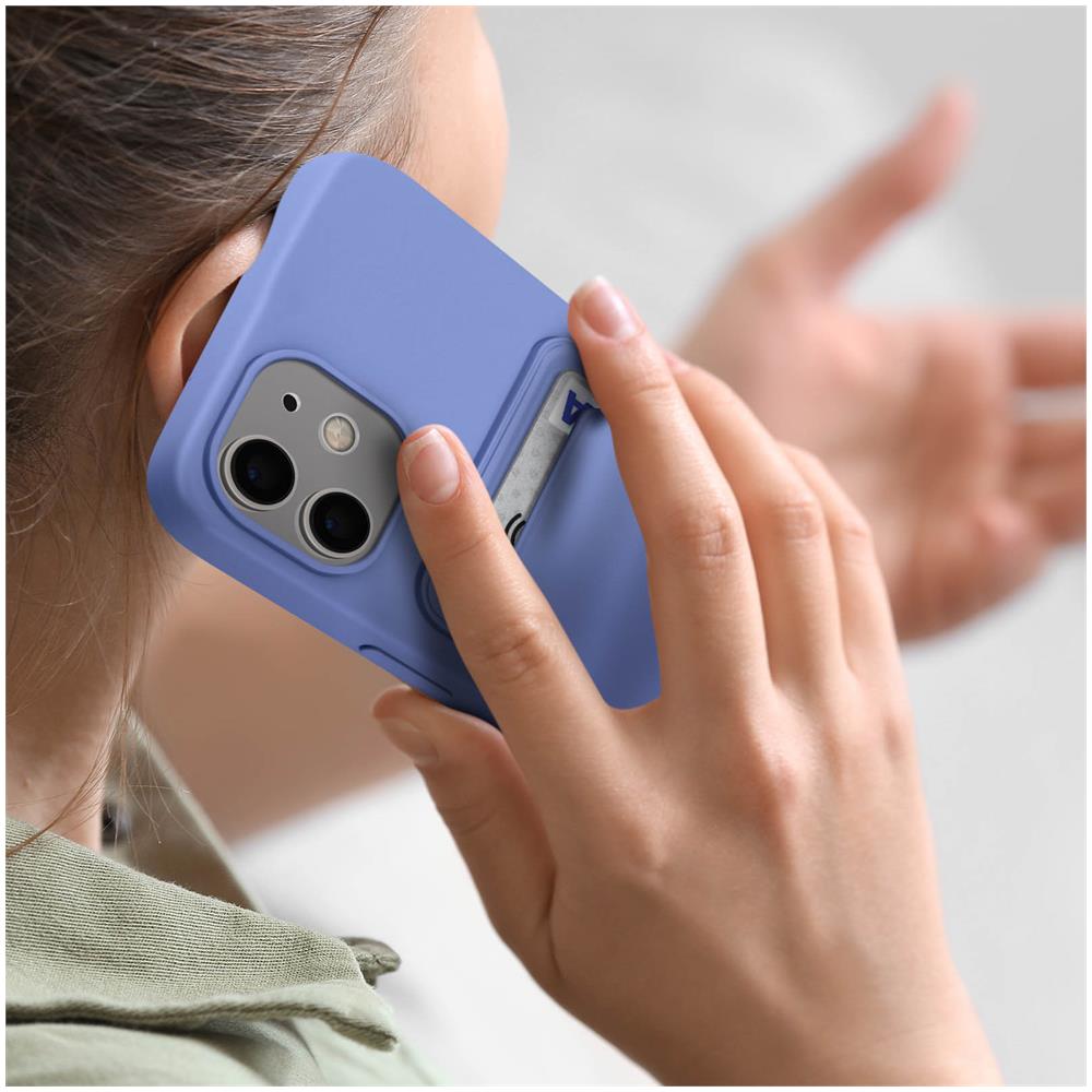 Cover Con Portacarte Per Iphone 12 / 12 Pro In Silicone Morbido Viola - Foto 5