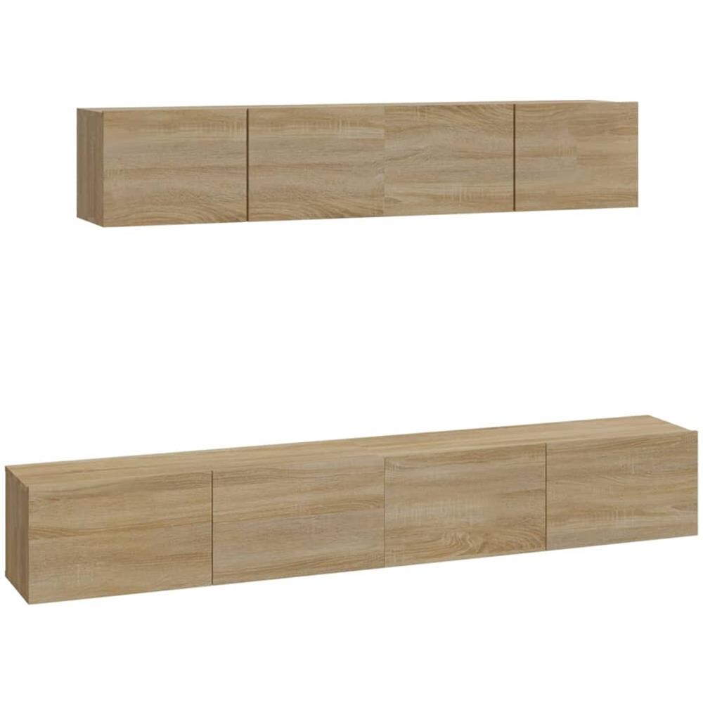 Set Di Mobili Porta Tv 4 Pz Rovere Sonoma In Legno Multistrato - Foto 2