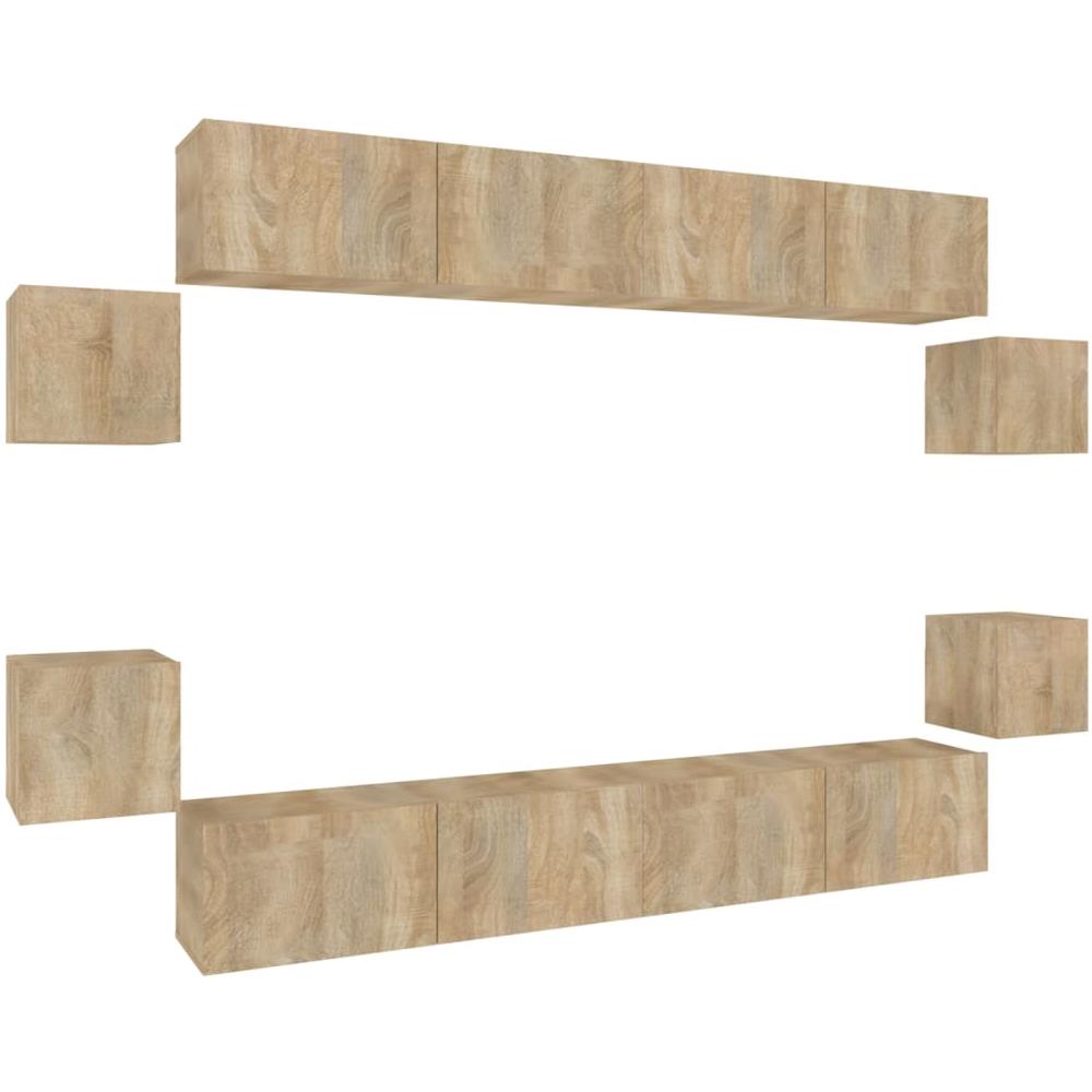 Set Mobili Porta Tv 8pz Rovere Sonoma In Legno Multistrato - Foto 1