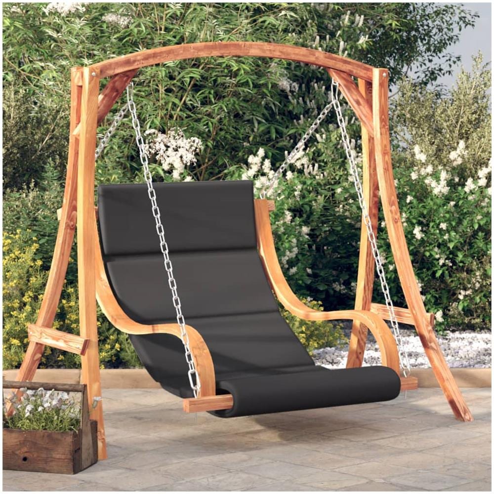 Sedia A Dondolo Con Cuscino Massello Di Abete Finitura In Teak - Foto 1