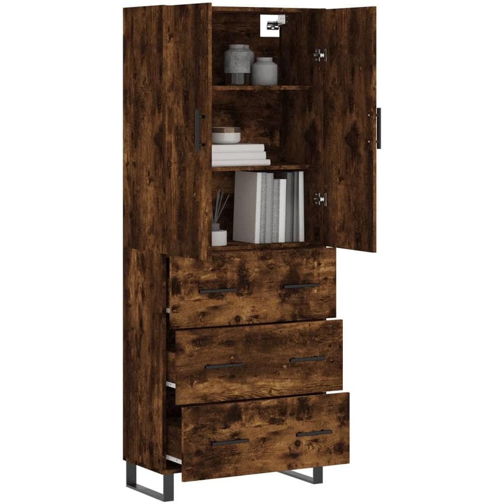 Credenza Rovere Fumo 69,5x34x180 Cm In Legno Multistrato - Foto 3