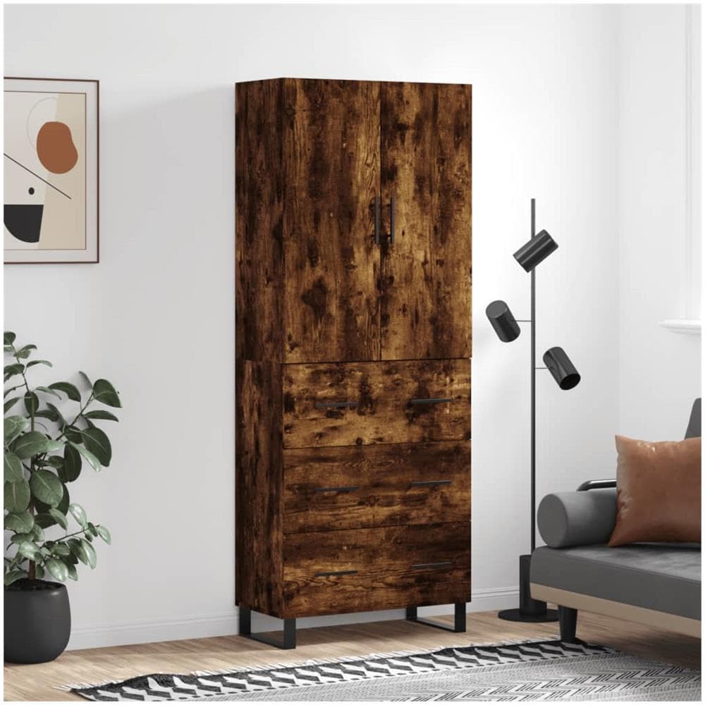 Credenza Rovere Fumo 69,5x34x180 Cm In Legno Multistrato - Foto 1
