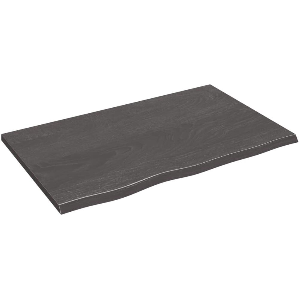 Piano Tavolo Marrone Scuro 80x50x2cm Rovere Massello Trattato - Foto 2