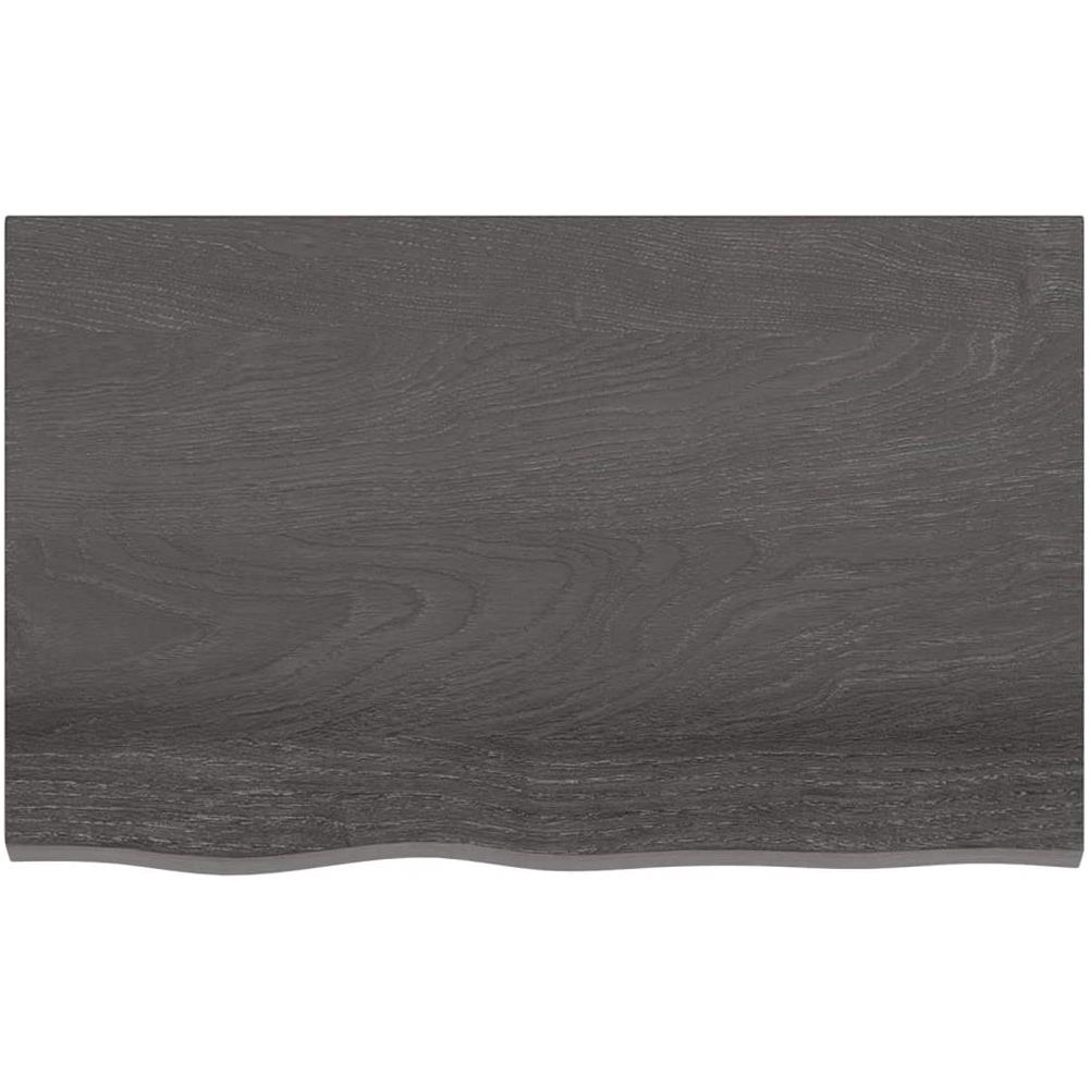Piano Tavolo Marrone Scuro 80x50x2cm Rovere Massello Trattato - Foto 4