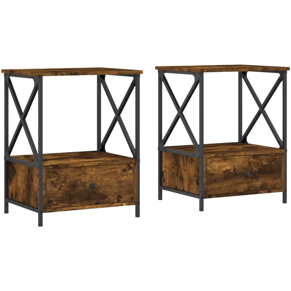 Comodini 2 Pz Rovere Fumo 50x41x65 Cm In Legno Multistrato - Foto 2