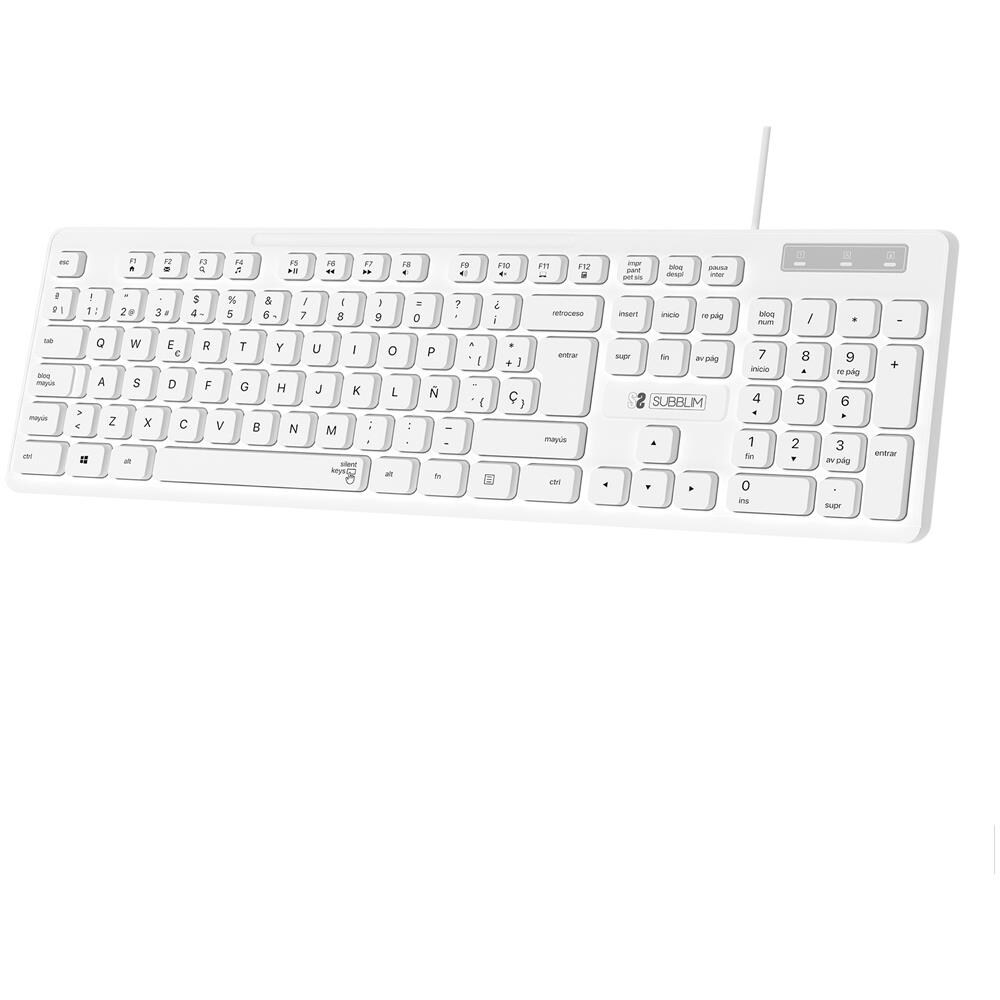 Tastiera Universale USB SUBKBC-0SSK51 QWERTY Spagnolo Colore Nero Bianco - Foto 1