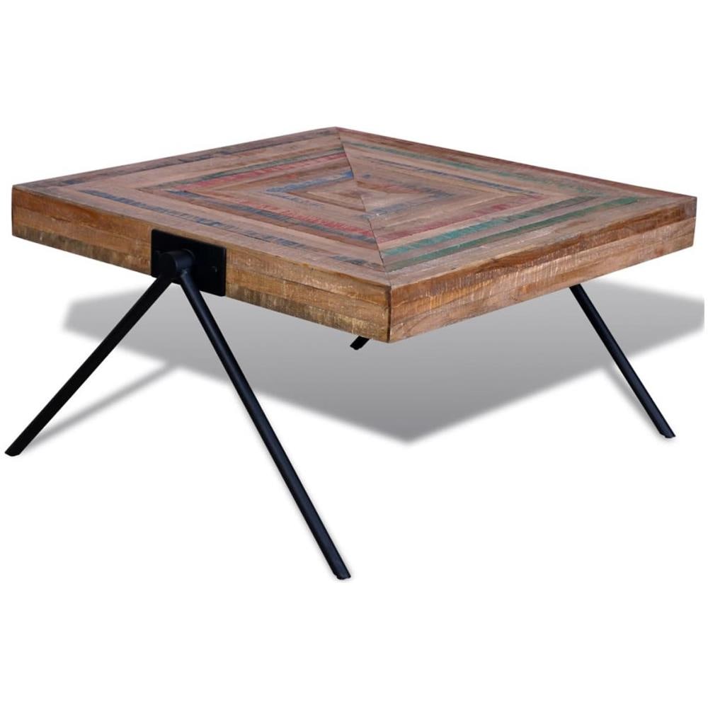 Tavolino Per Cafè Con Gambe A V In Legno Anticato Di Teak - Foto 2