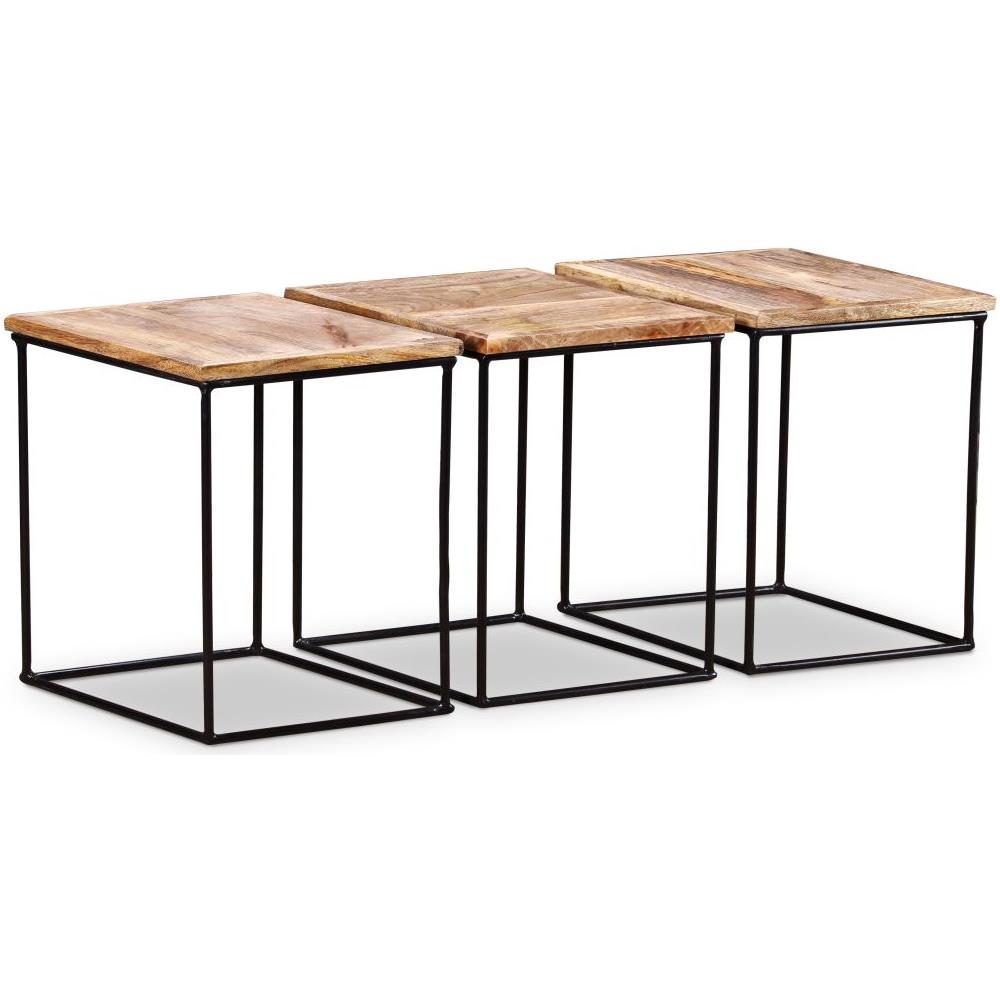 Tavolino da Salotto in Legno Massello di Mango 56x48x40 cm - Foto 7