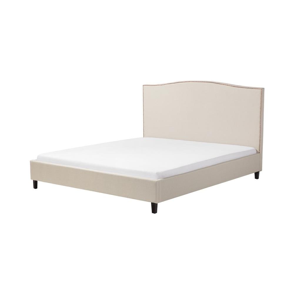 Letto Matrimoniale In Tessuto Beige 180 X 200 Cm Montpellier - Foto 1