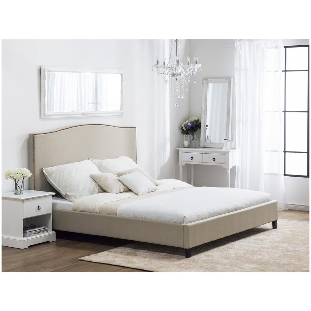 Letto Matrimoniale In Tessuto Beige 180 X 200 Cm Montpellier - Foto 2