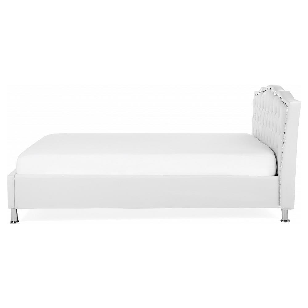 Letto Matrimoniale Con Contenitore In Pelle Sintetica Bianca 140x200cm Metz - Foto 2