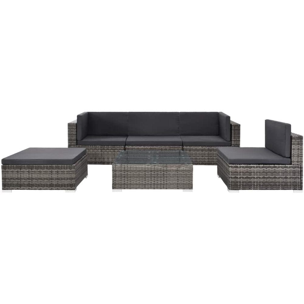 Set Divani Da Giardino 17 Pz In Polyrattan Grigio - Foto 2