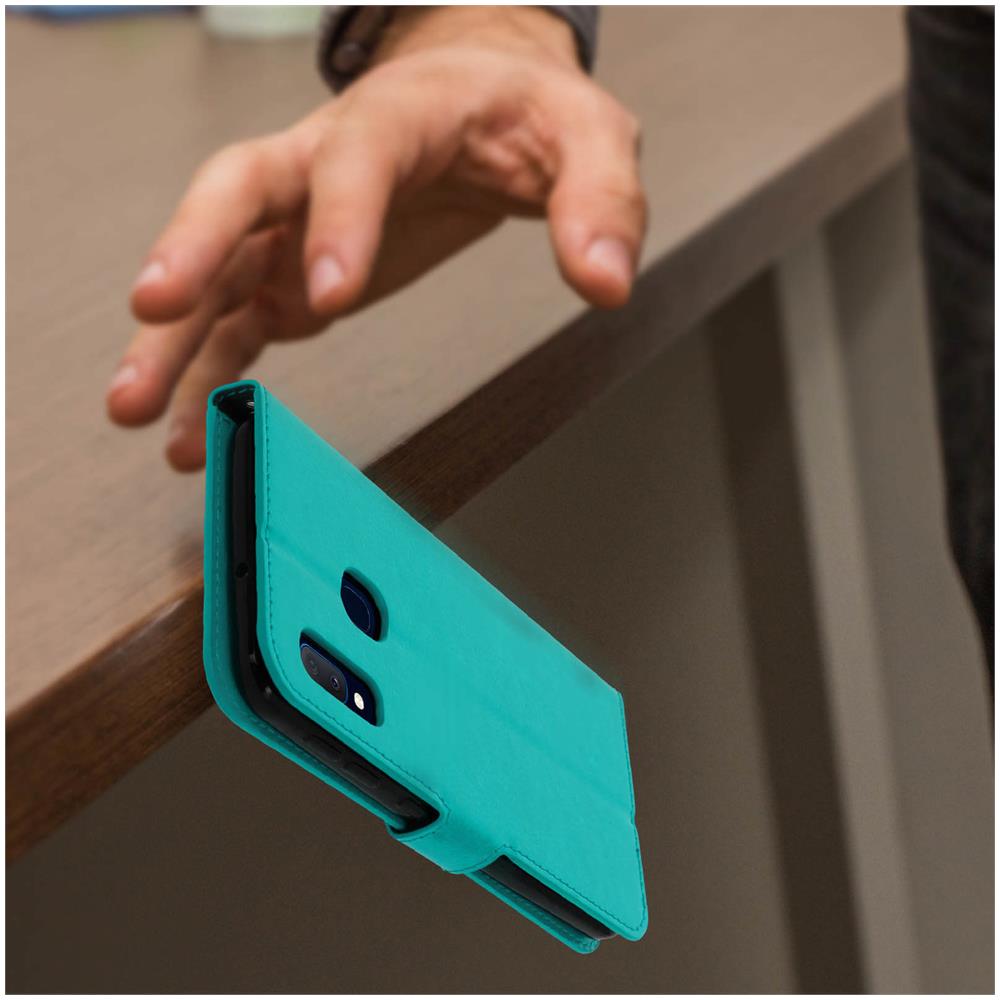 Custodia A Libro Samsung Galaxy A20e Portacarte Funzione Supporto - Azzurro - Foto 2