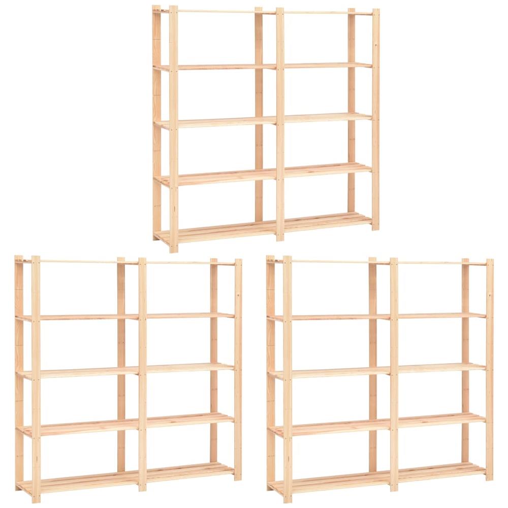 Scaffali A 5 Livelli 3 Pz 80x38x170 Cm Massello Pino Fsc 500 Kg - Foto 1