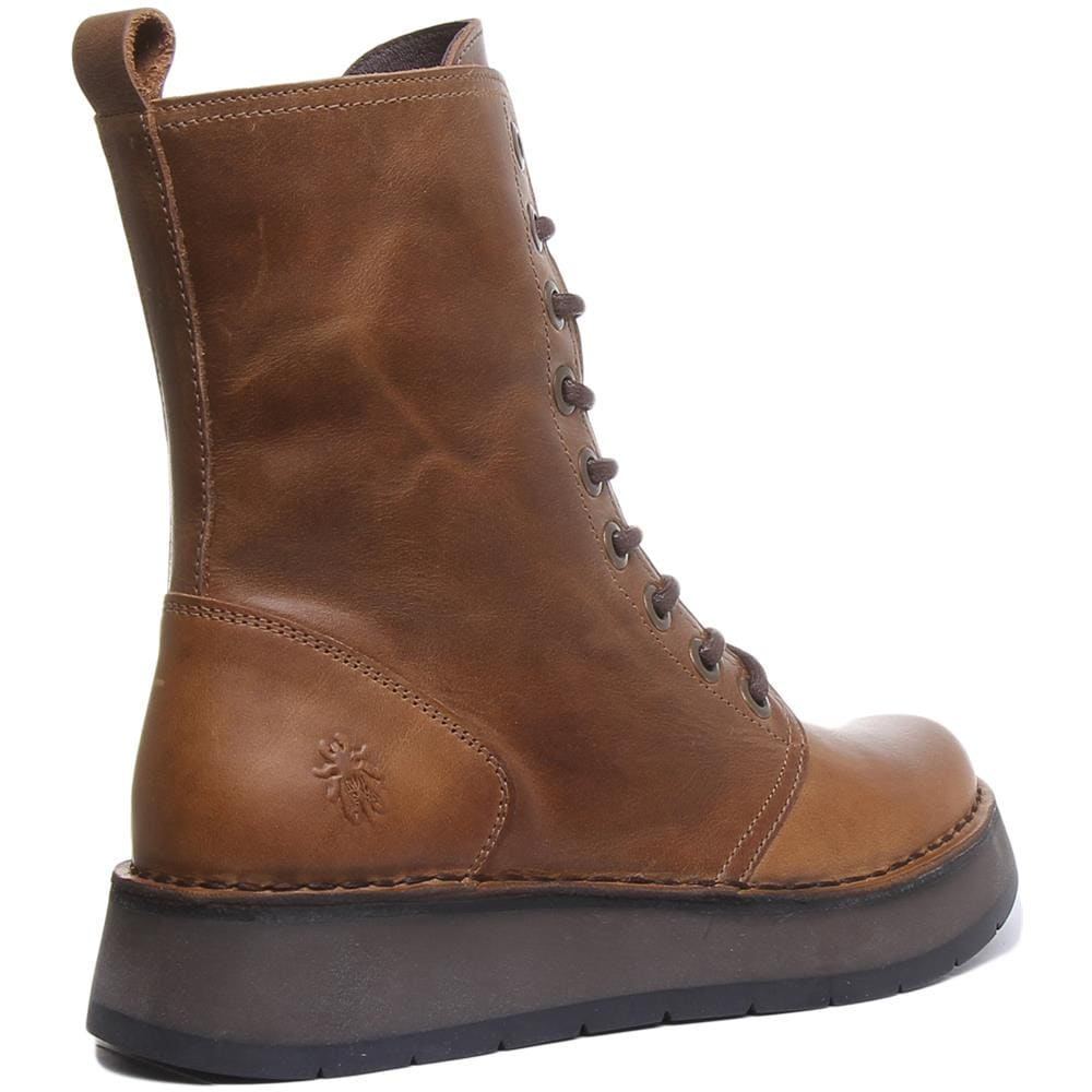 Pelle Fly London Rami043 Lace Up Stivaletti In Camel Per Le Donne - Foto 3