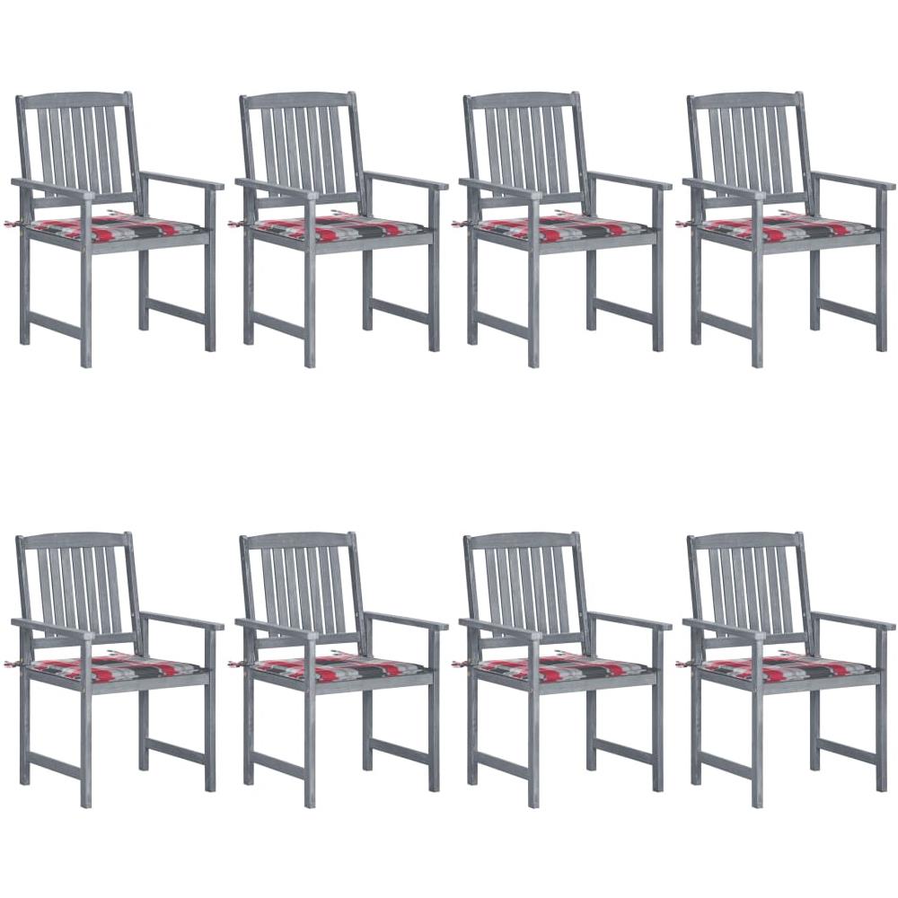 Sedie da Giardino con Cuscini 8 pz in Massello di Acacia Grigie - Foto 1