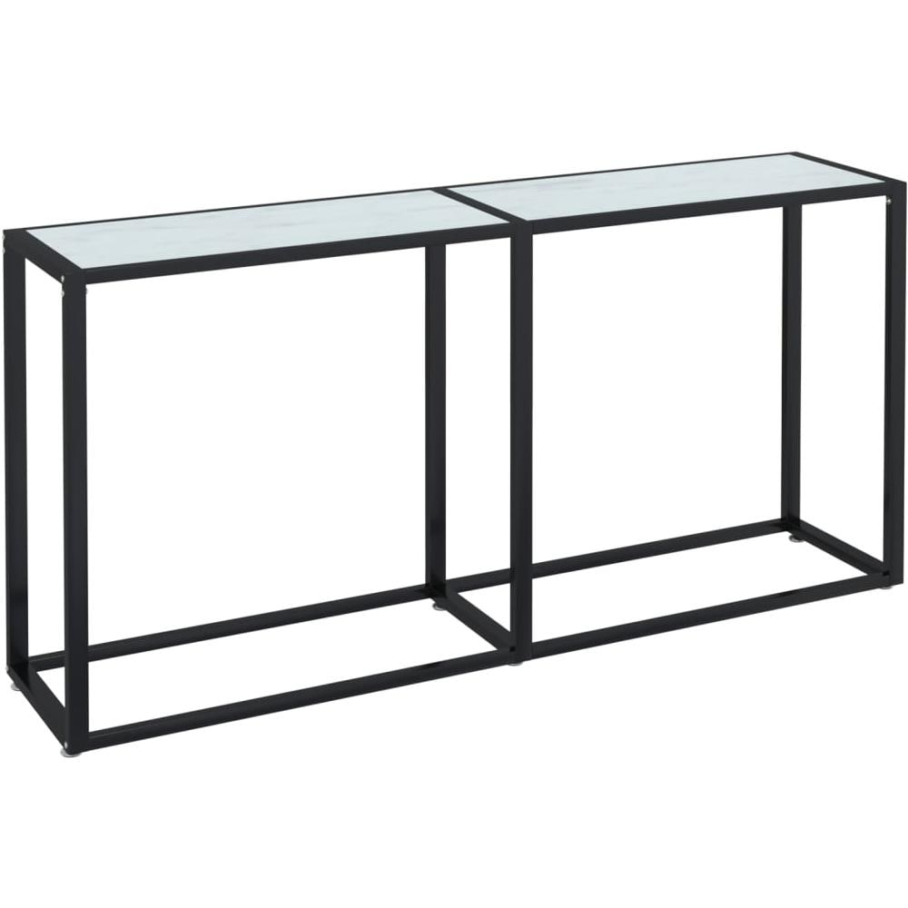 Tavolo Consolle Bianco Marmo 160x35x75,5 Cm In Vetro Temperato - Foto 2