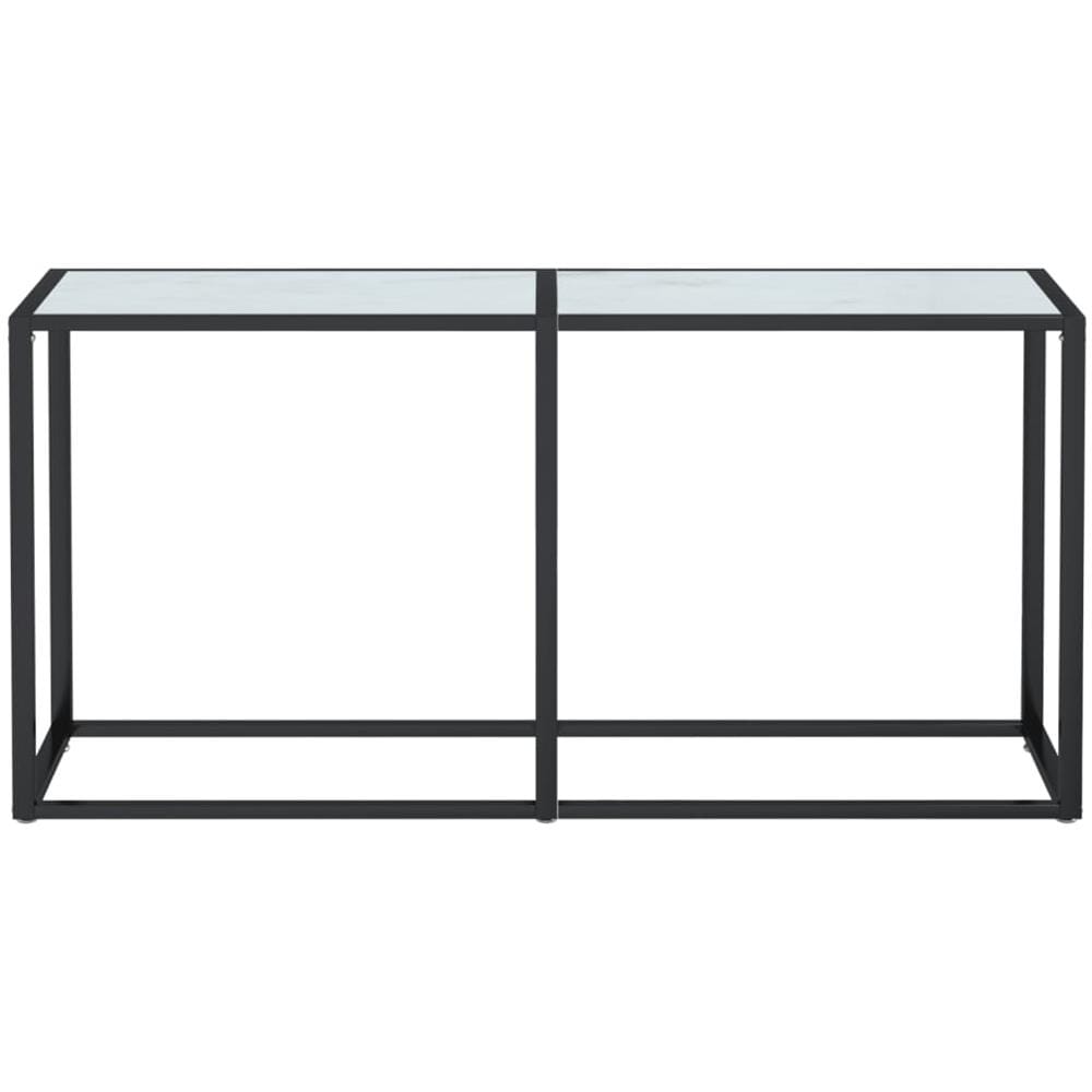 Tavolo Consolle Bianco Marmo 160x35x75,5 Cm In Vetro Temperato - Foto 3