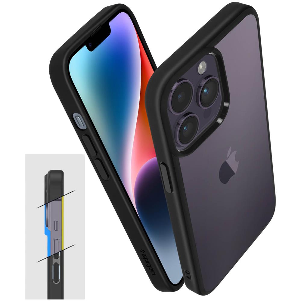 Cover Iphone 14 Pro Max Trasparente Bordo Nero Antiurto Spigen Ultra Hybrid - Foto 5