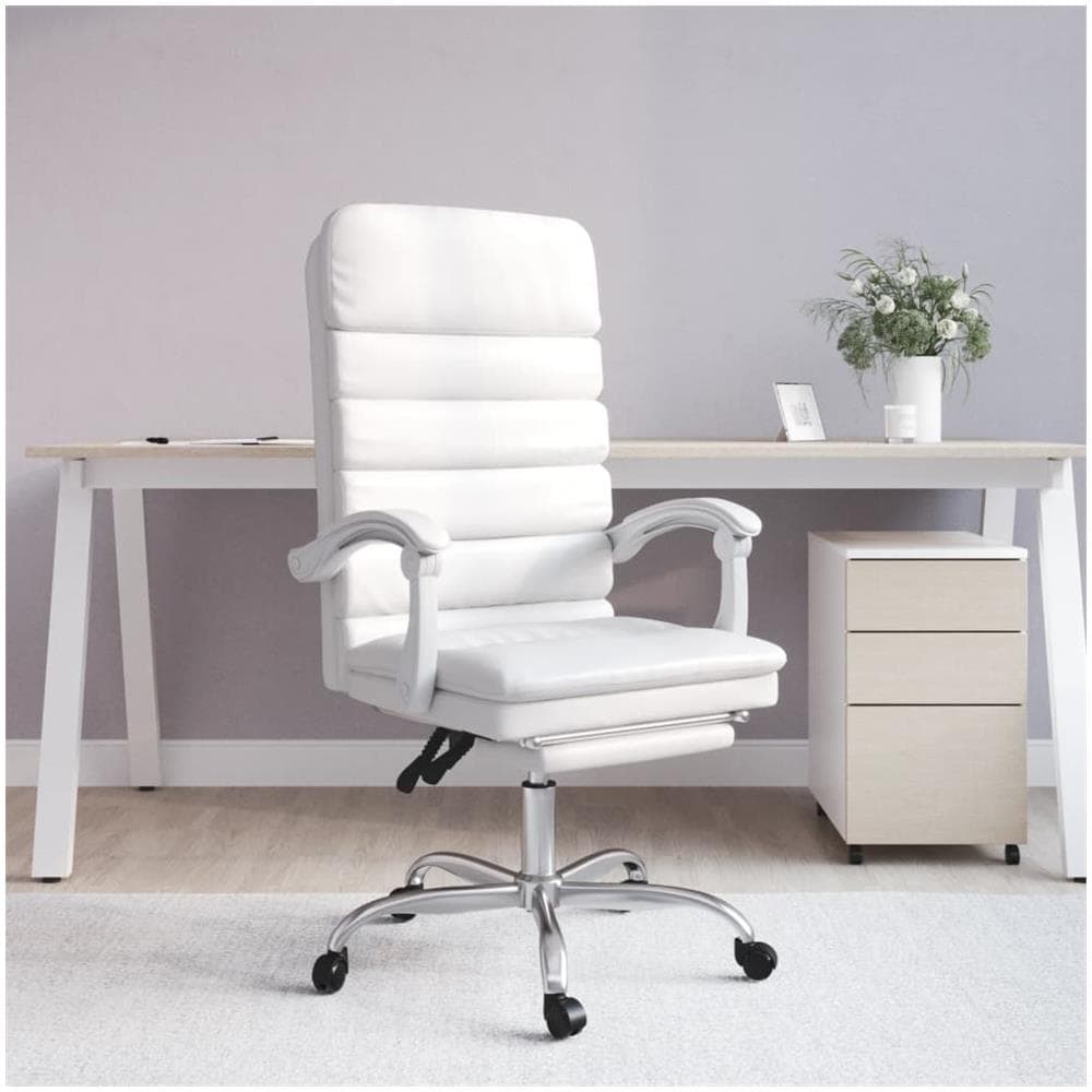 Poltrona da Ufficio Massaggiante Reclinabile Bianca Similpelle - Foto 1