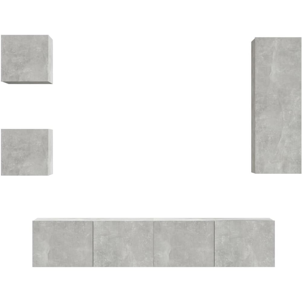 Set Di Mobili Porta Tv 5 Pz Grigio Cemento In Legno Multistrato - Foto 1