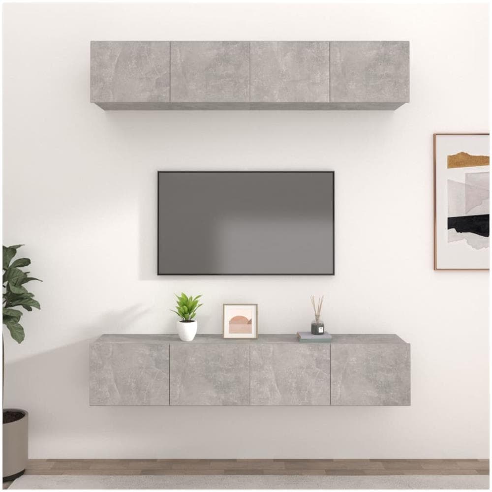 Mobili Tv 4 Pz Grigio Cemento 80x30x30 Cm In Legno Multistrato - Foto 1