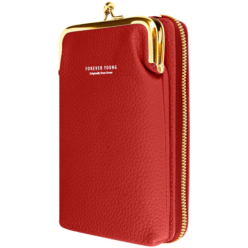 Pochette Tracolla Per Smartphone In Similpelle Martellata Multi-scomparto Rossa - Foto 5