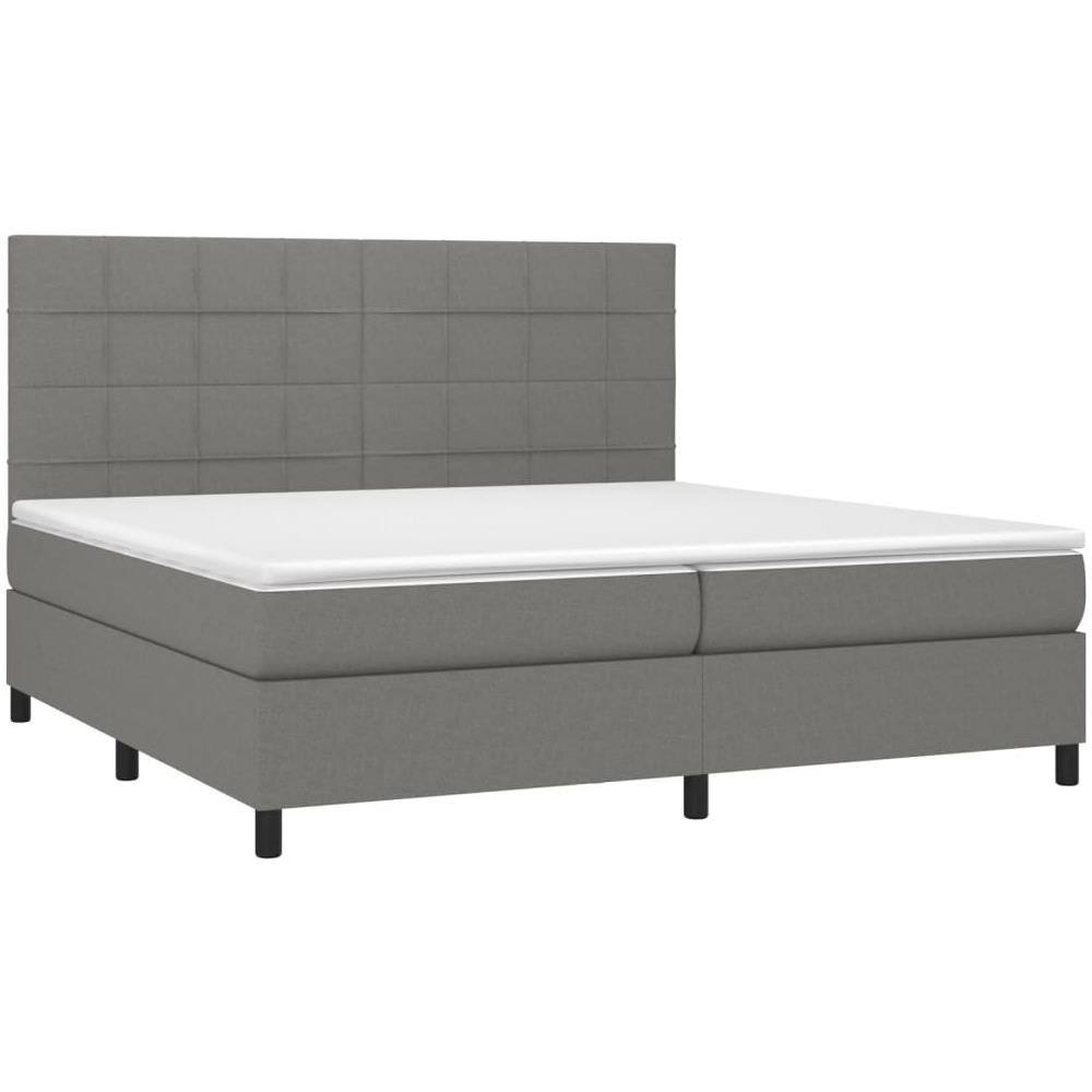 Letto A Molle Materasso E Led Grigio Scuro 200x200cm In Tessuto - Foto 3