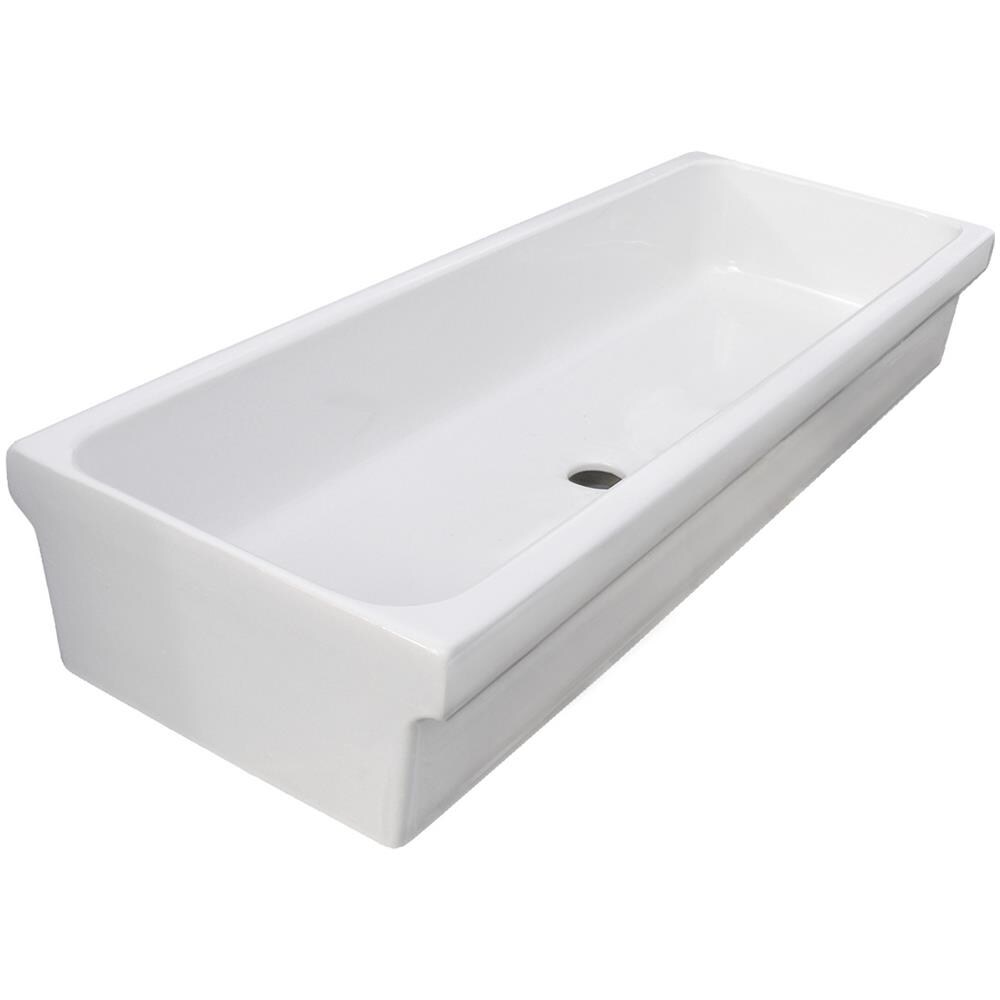 Lavabo A Canale In Ceramica 90x45x20 Cm - Foto 2
