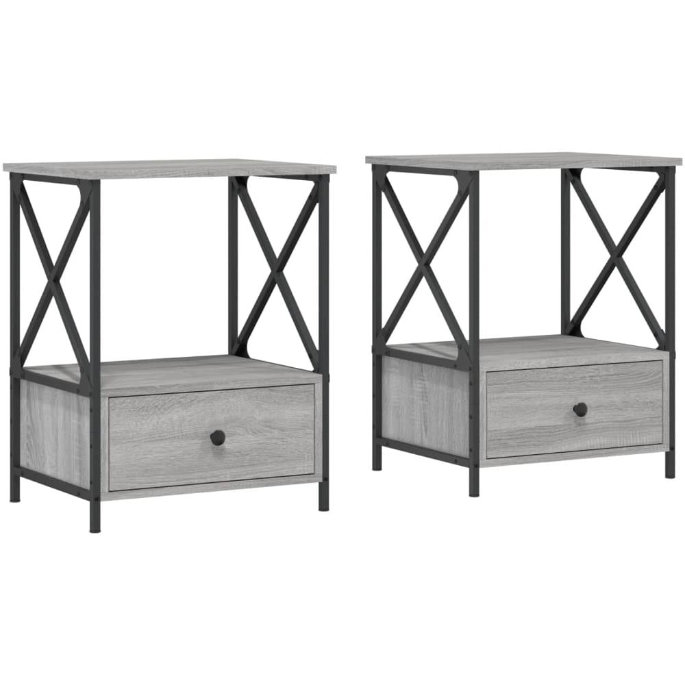 Comodini 2 Pz Grigio Sonoma 50x41x65 Cm In Legno Multistrato - Foto 2