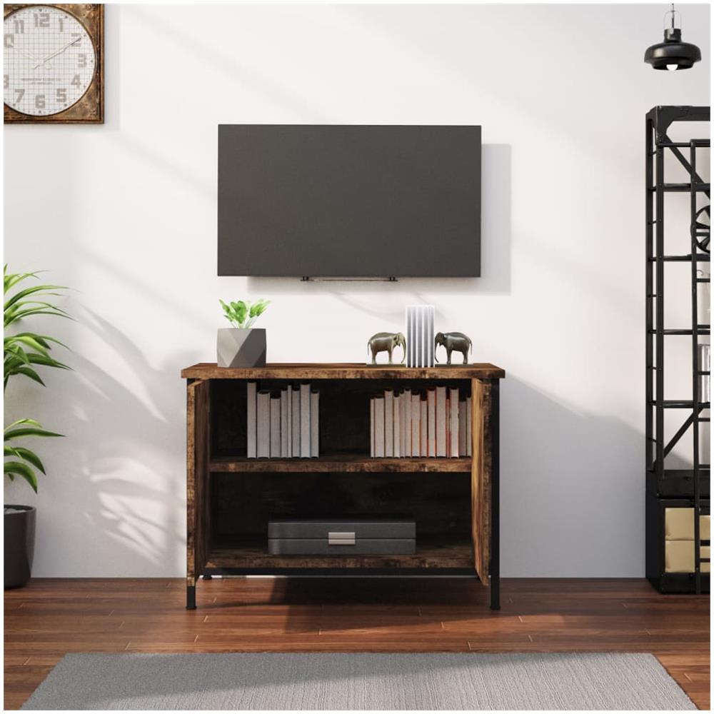 Mobile Tv Con Ante Rovere Fumo 60x35x45 Cm In Legno Multistrato - Foto 3