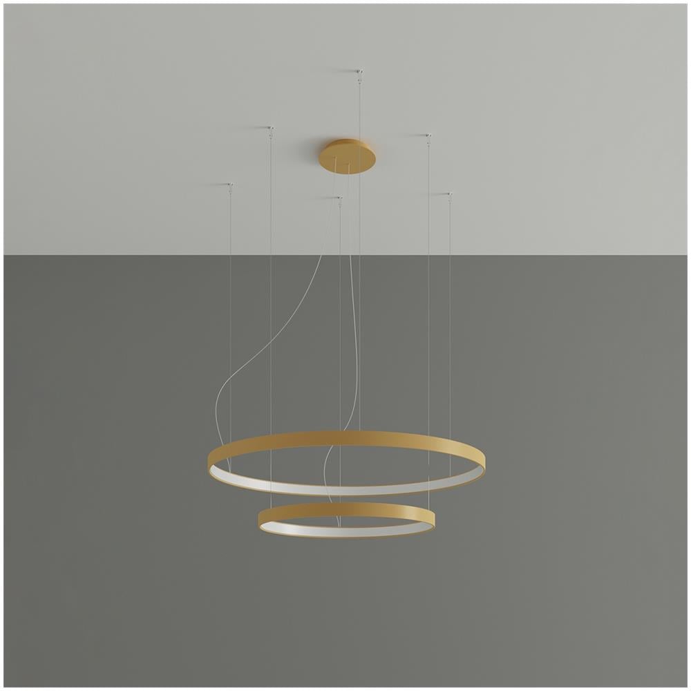 Sollux Lighting Lampadario Rio 2 55/78 Golden Led 4000k Th. 268 - Moderno Lampadario D'oro 150x78x78 Cm - Foto 2