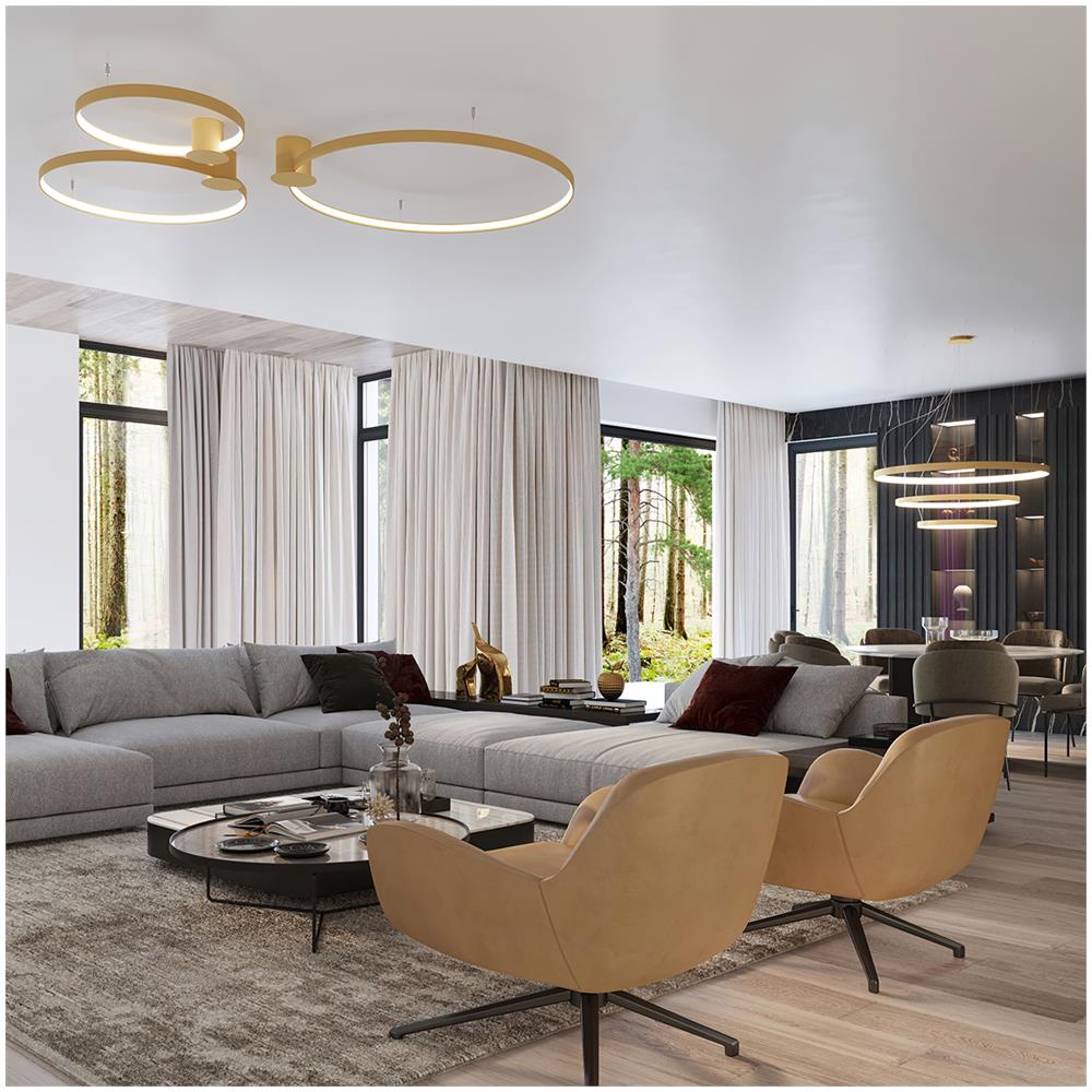 Sollux Lighting Lampadario Rio 2 55/78 Golden Led 4000k Th. 268 - Moderno Lampadario D'oro 150x78x78 Cm - Foto 1