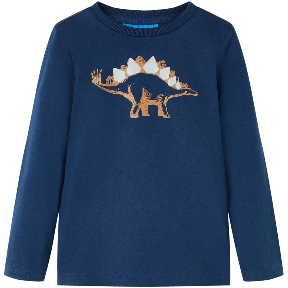 Maglietta Da Bambino A Maniche Lunghe Stampa Dinosauro Blu Marino 116 - Foto 1
