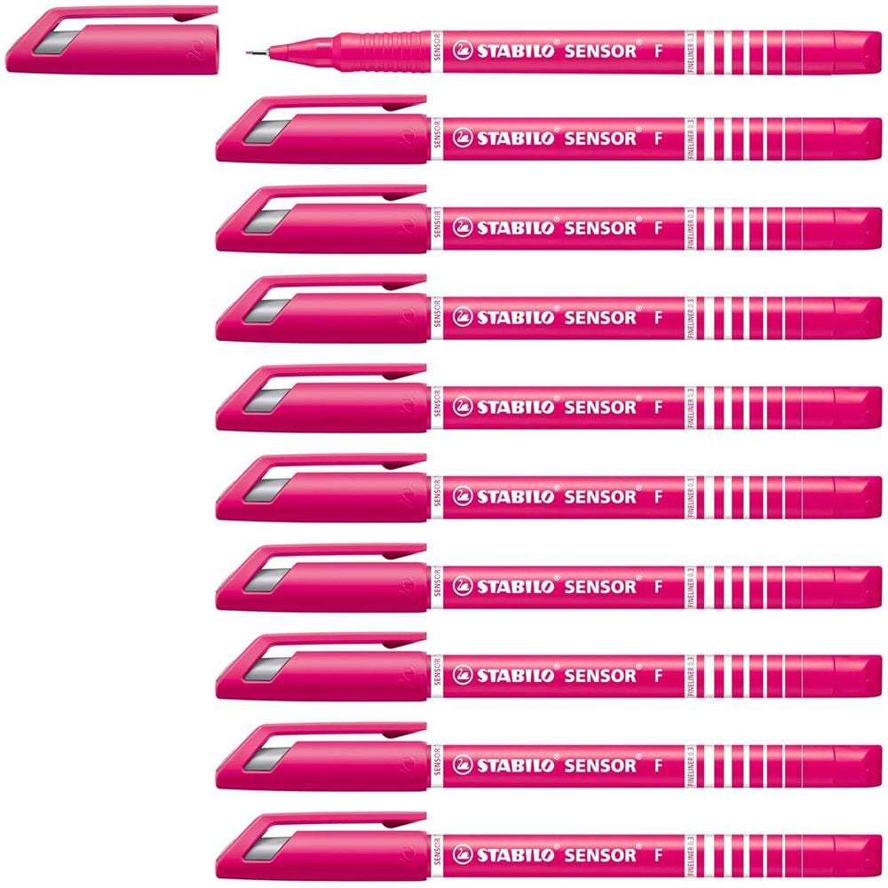 SENSOR F - Fineliner con punta ammortizzata - Tratto Fine (0,3 mm) - Confezione da 10 - Rosa - Foto 1