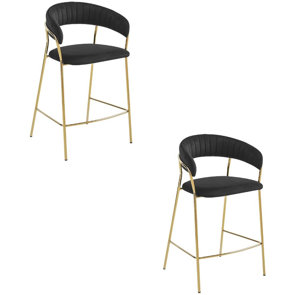 BADIA SGABELLO Velluto Nero Gambe Oro per Cucina x2 - Foto 1