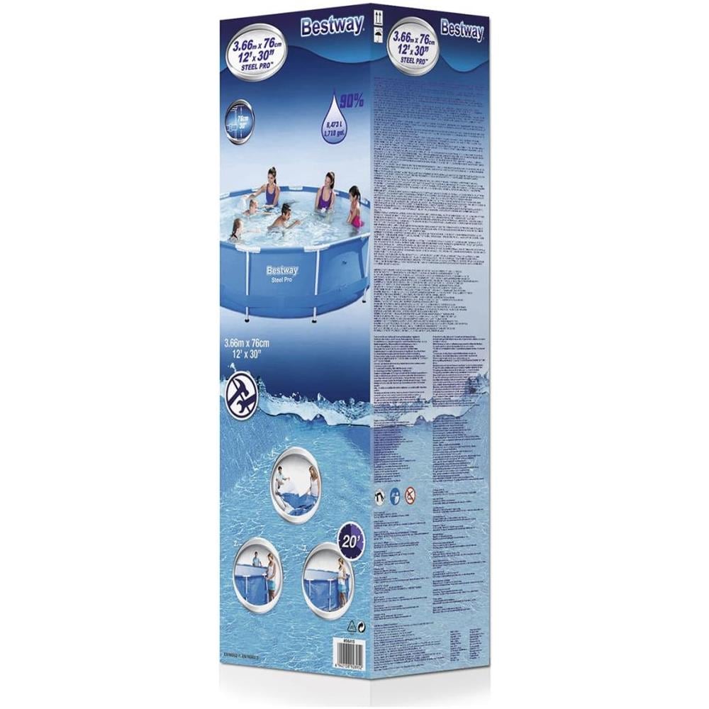 Steel Pro Piscina Rotonda 366 x 76 cm con Telaio Acciaio 56706 - Foto 3