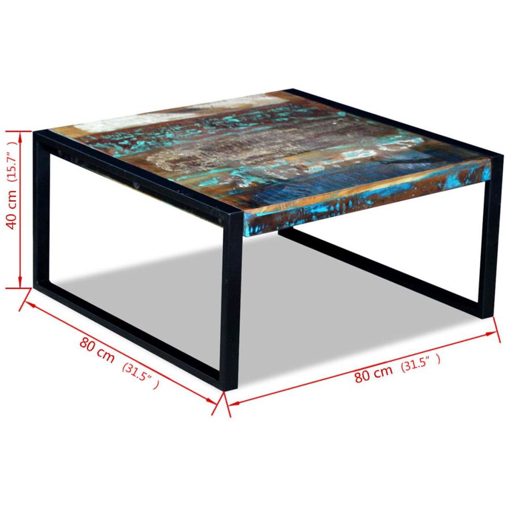 Tavolino Da Caffè In Legno Massello Anticato 80x80x40 Cm - Foto 16