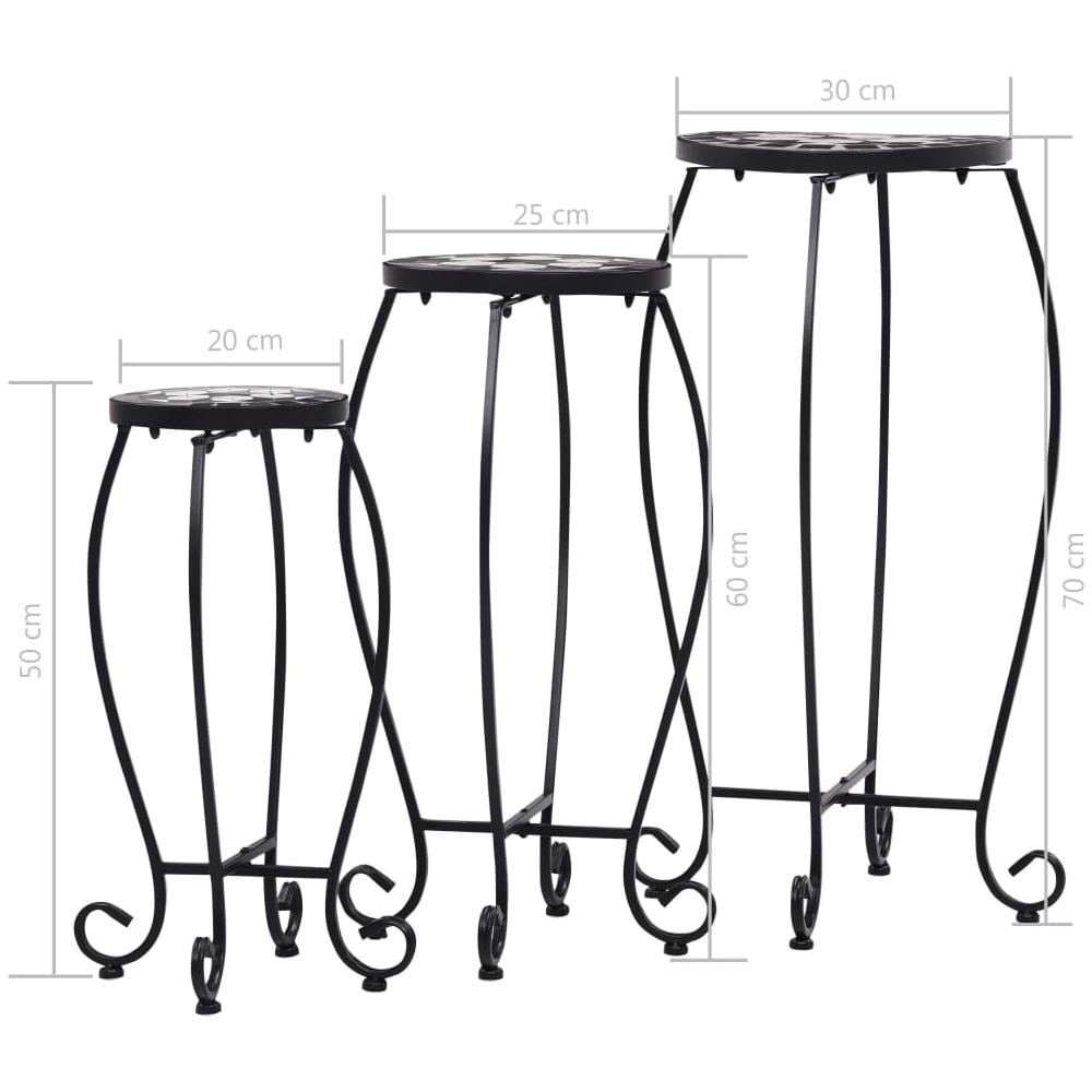 Tavolini Con Mosaico 3 Pz Nero E Bianco In Ceramica - Foto 8