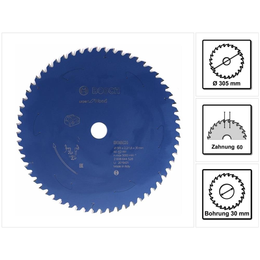 Professionale Lama Per Sega Circolare Expert For Wood (legno, 305 X 30 X 2,2 Mm, 60 Denti, Accessorio Da Sega Circolare A Batteria) - Foto 3