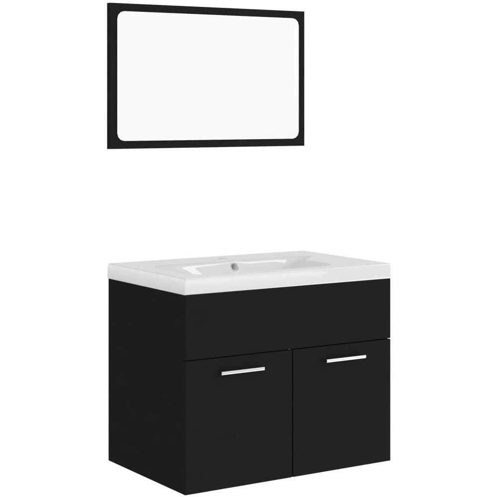 Set Mobili Da Bagno Nero In Truciolato - Foto 2