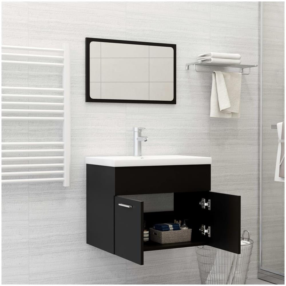 Set Mobili Da Bagno Nero In Truciolato - Foto 1