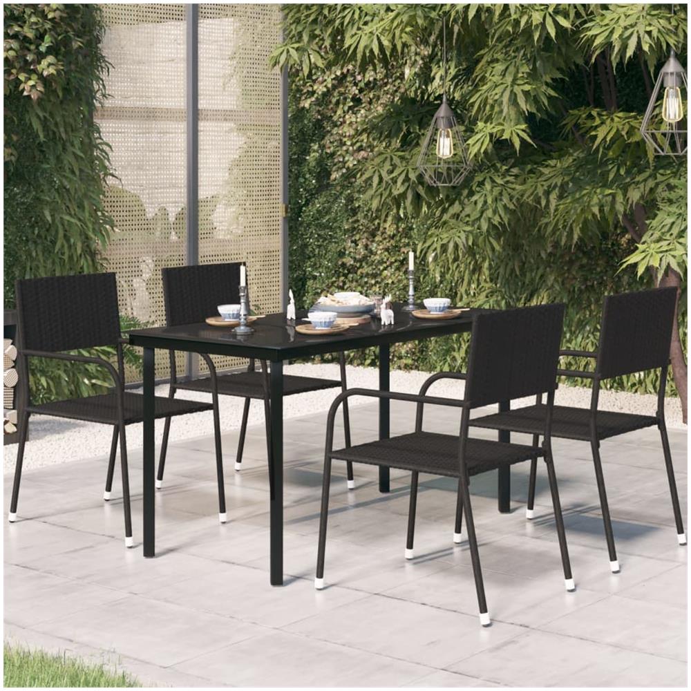 Tavolo Da Giardino Nero 140x70x74 Cm In Acciaio E Vetro - Foto 1