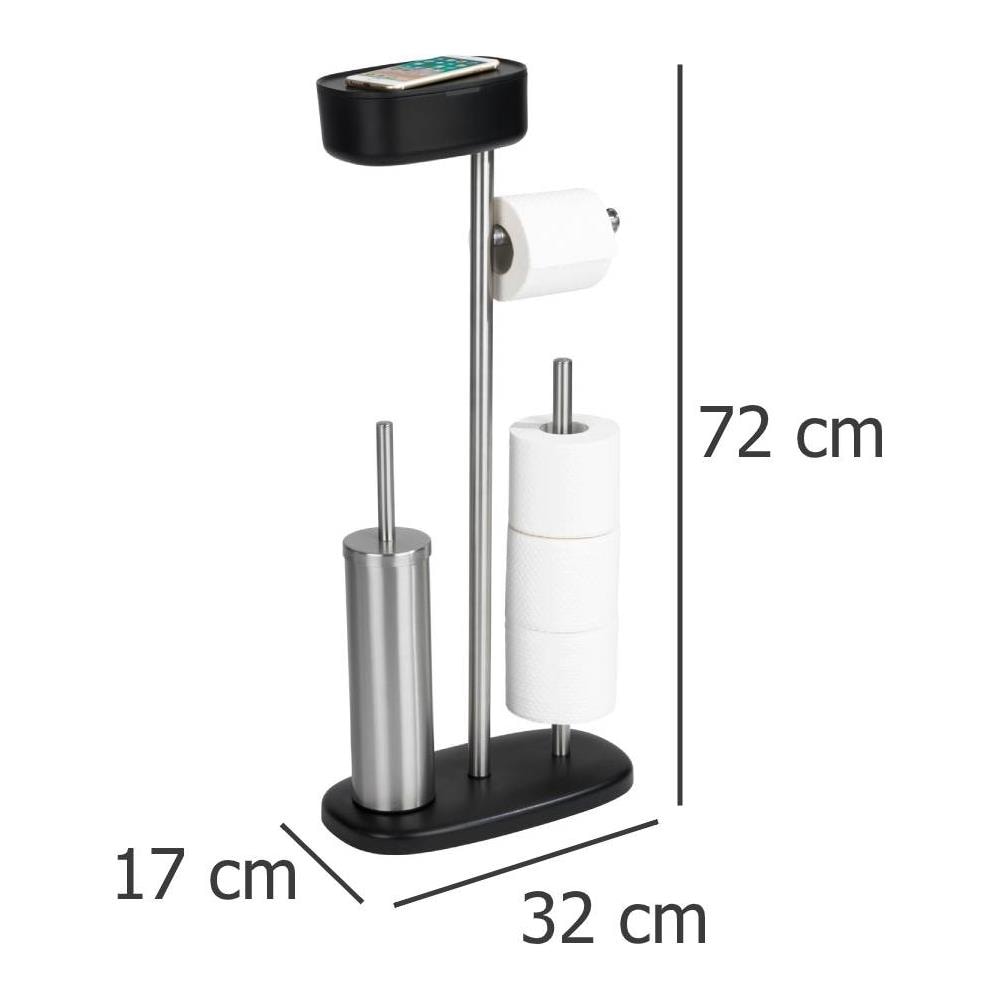 Porta Carta E Scopino Wc Con Ripiano E Cestello Rivazza, 4in1, Nero, Wenko - Foto 7