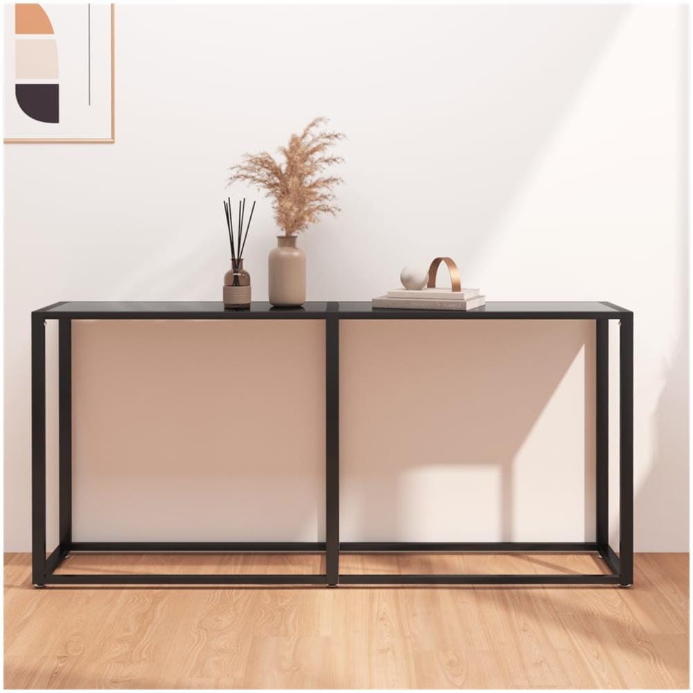 Tavolo Consolle Nero 160x35x75,5 Cm In Vetro Temperato - Foto 1