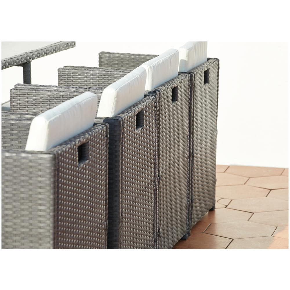 Salotto Da Giardino A Incasso 12 Posti Resina Intrecciata Grigio/bianco Miami - Foto 2