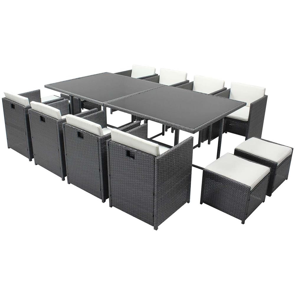Salotto Da Giardino A Incasso 12 Posti Resina Intrecciata Grigio/bianco Miami - Foto 1